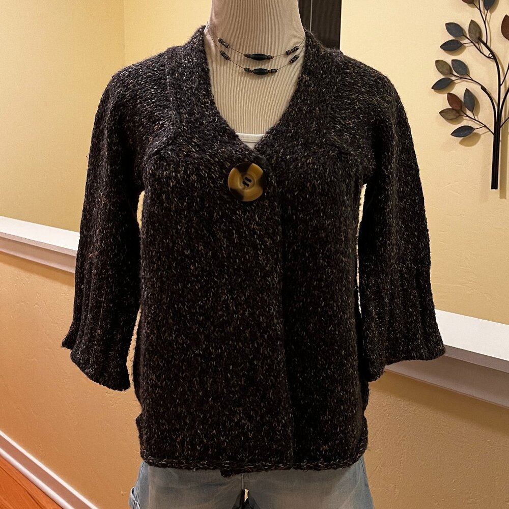 SO Baby Doll Shrug Sweater Gray & Gold, Med. NWOT